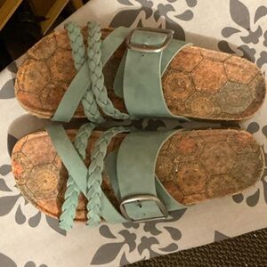 Boutique Braided Strap Sandals in Teal